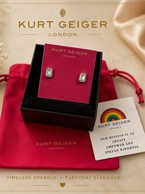 Kurt Geiger London Clear Crystal Stud Earrings